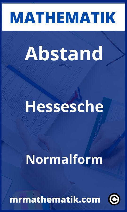 Abstand Hessesche Normalform Aufgaben PDF