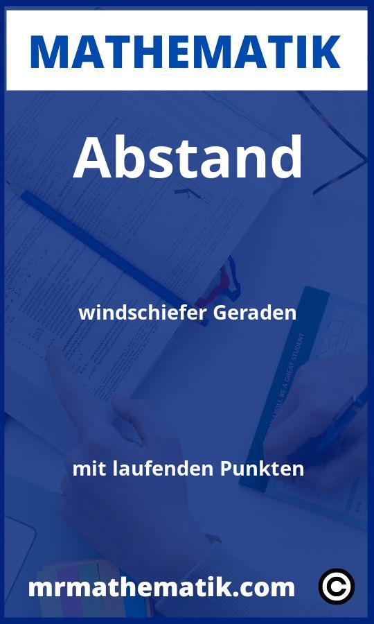 Abstand windschiefer Geraden mit laufenden Punkten Aufgaben PDF