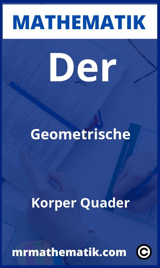 Der geometrische Körper Quader Aufgaben PDF