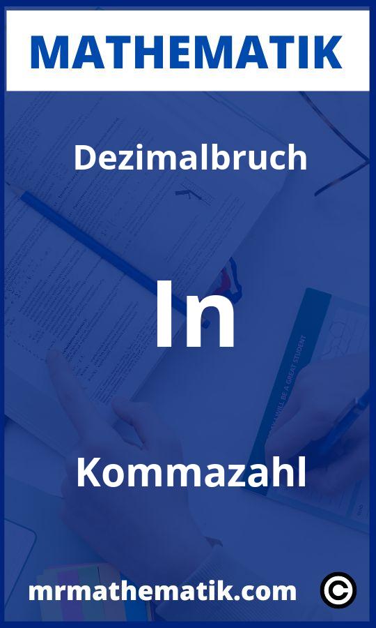 Dezimalbruch in Kommazahl Aufgaben PDF