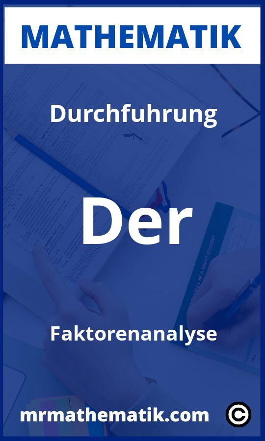 Durchführung der Faktorenanalyse Aufgaben PDF