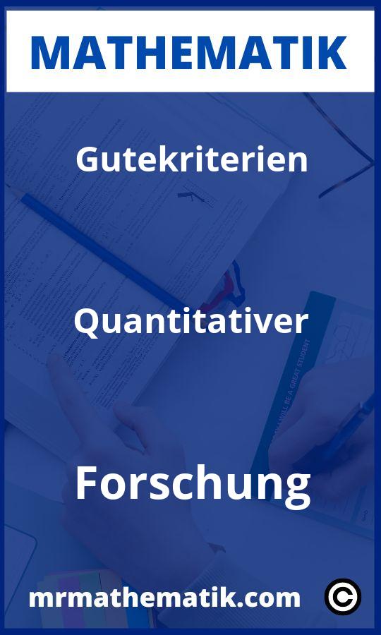 Gütekriterien quantitativer Forschung Aufgaben PDF