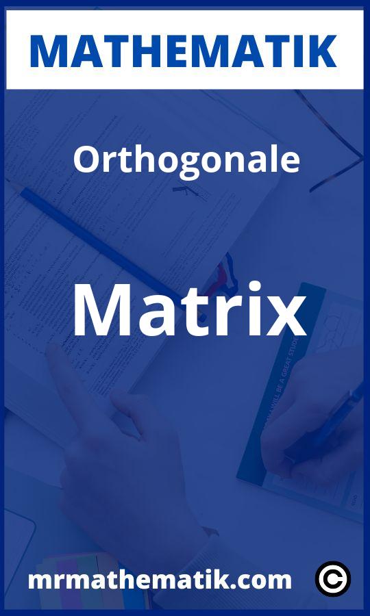 Orthogonale Matrix Aufgaben PDF