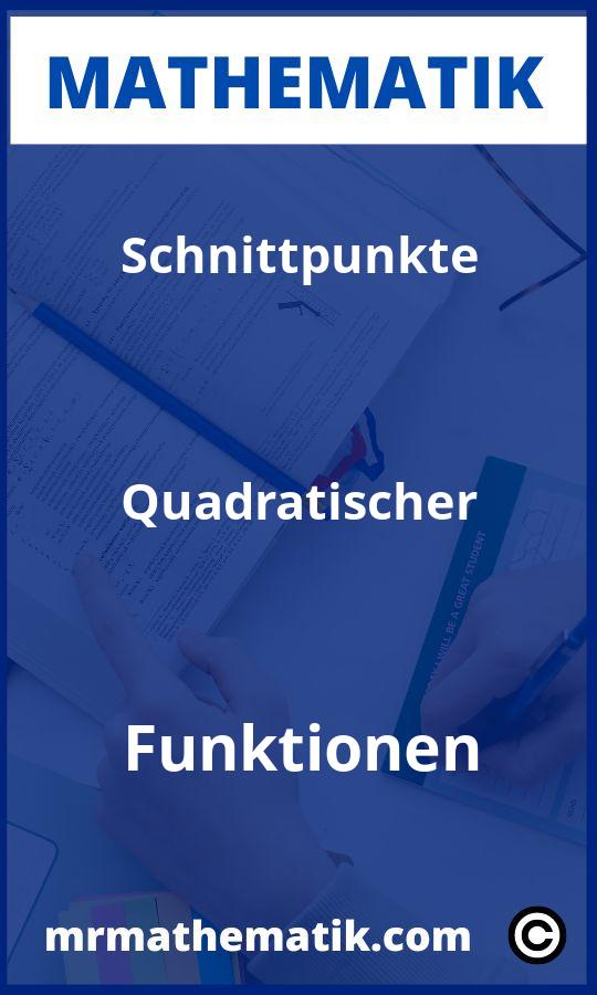 Schnittpunkte quadratischer Funktionen Aufgaben PDF