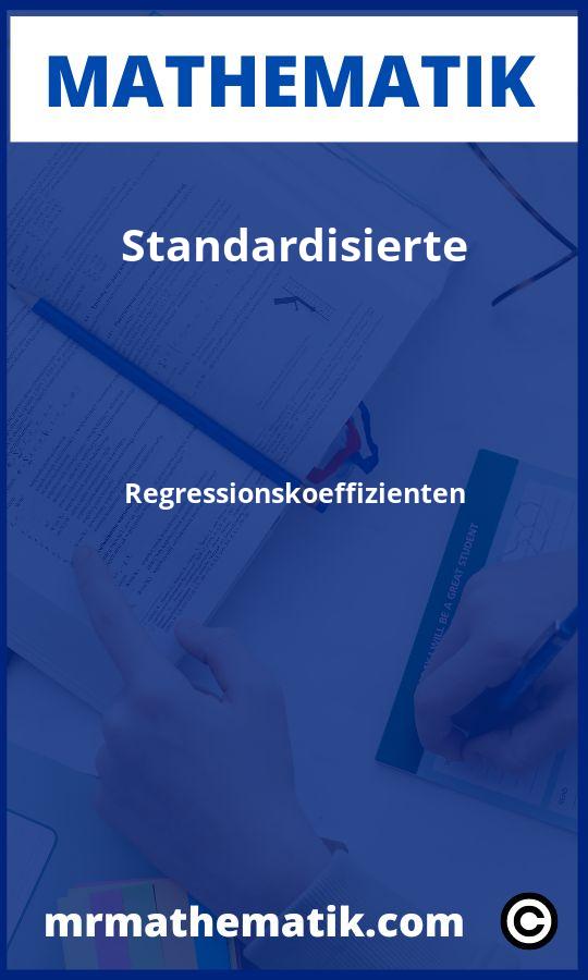 Standardisierte Regressionskoeffizienten Aufgaben PDF