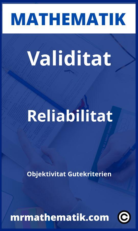 Validität Reliabilität Objektivität Gütekriterien Aufgaben PDF